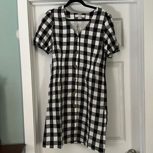 New gingham button up v neck dress Loft.